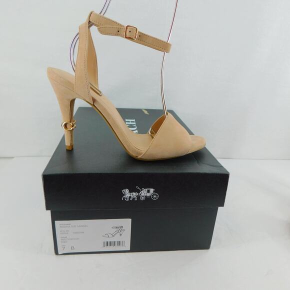 Coach Women's Regina Ankle Strap Sandals Beechwood Suede Heels Size 7 New - Picture 12 of 12